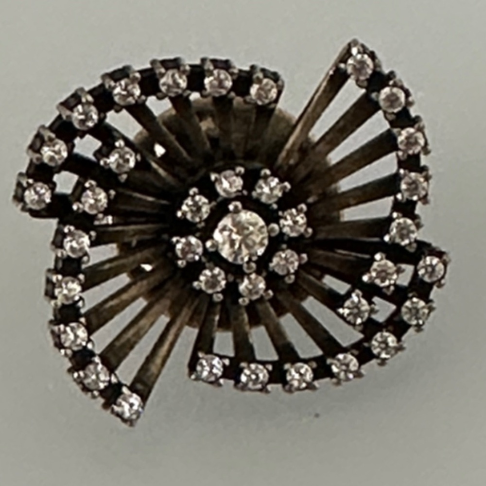 SAINT LAURENT authentic 100% Brooch - White Crystals Silver - Picture 6 of 6